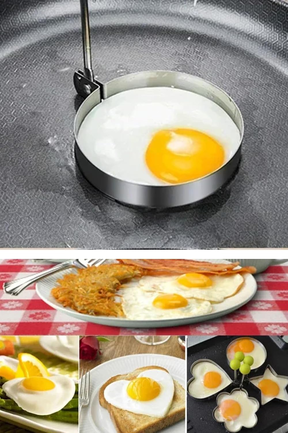 Metalik Daire Şeklinde Omlet Yumurta ve Krep Kalıbı