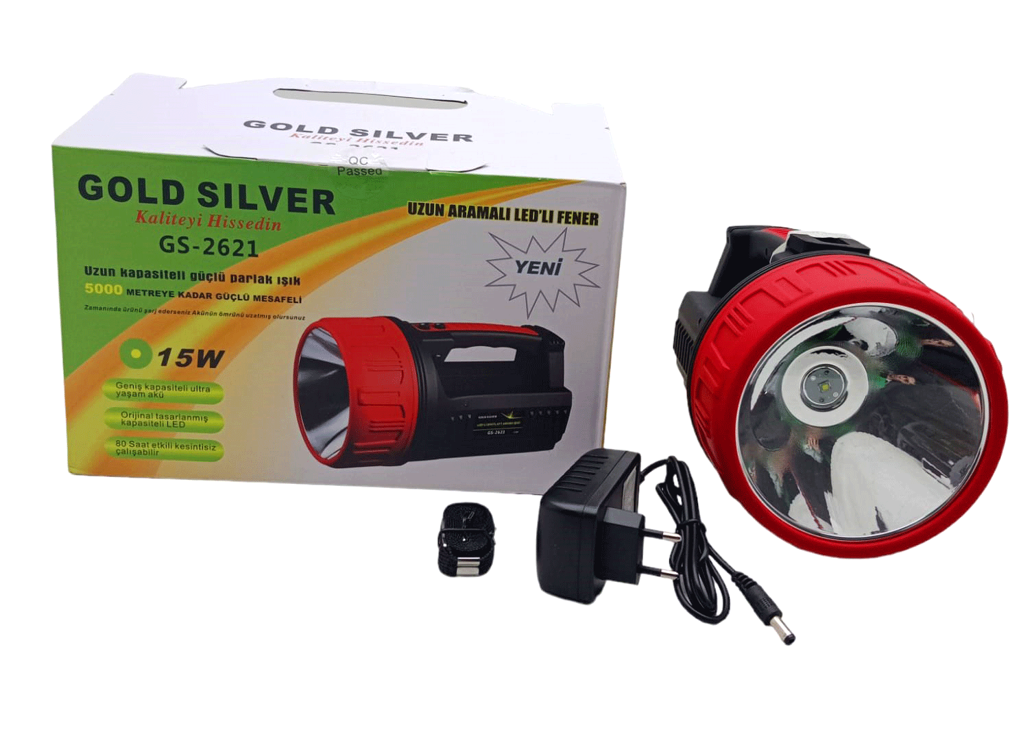 15W Led 2İN1 Uzun Aramalı Adaptör Şarjlı El Feneri Projektör