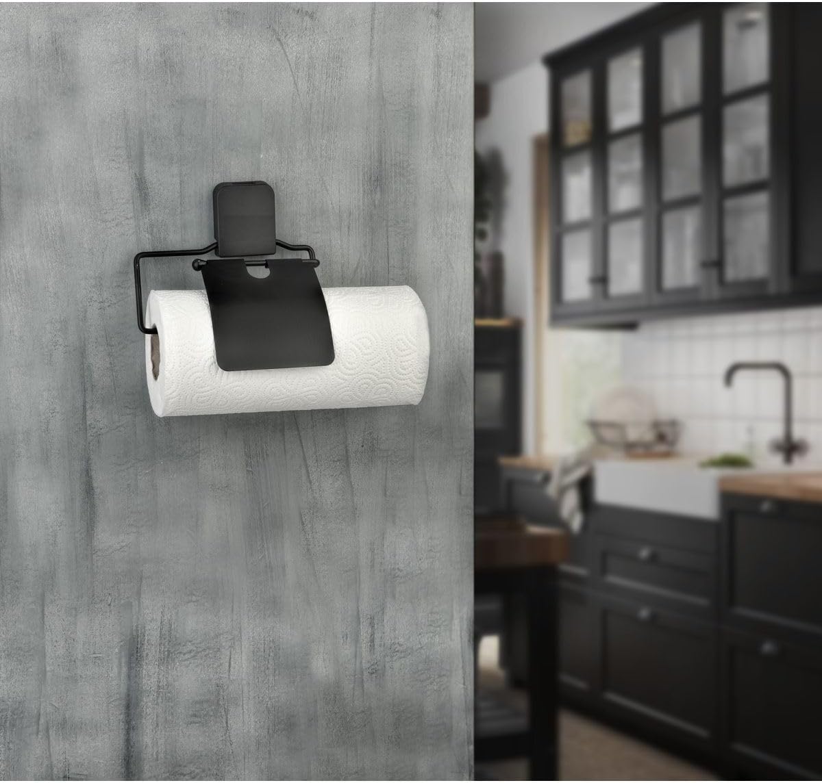 Yapışkanlı Kağıt Rulo Havluluk Peçetelik Havlu Kağıtlık Mat Siyah Banyo Mutfak Düzenleyici
