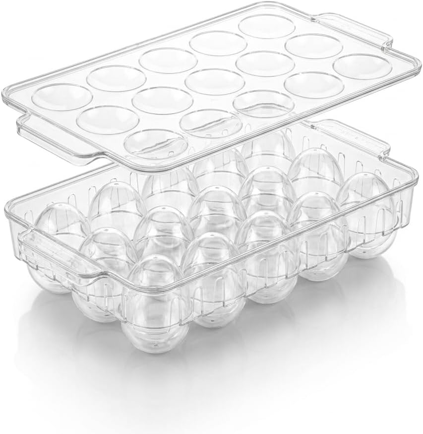 15’li Yumurta Saklama Kabı, Kapaklı Şeffaf Plastik Yumurta Kutusu, Buzdolabı Düzenleyici Mika Görünümlü Kristal Yumurta Organizeri