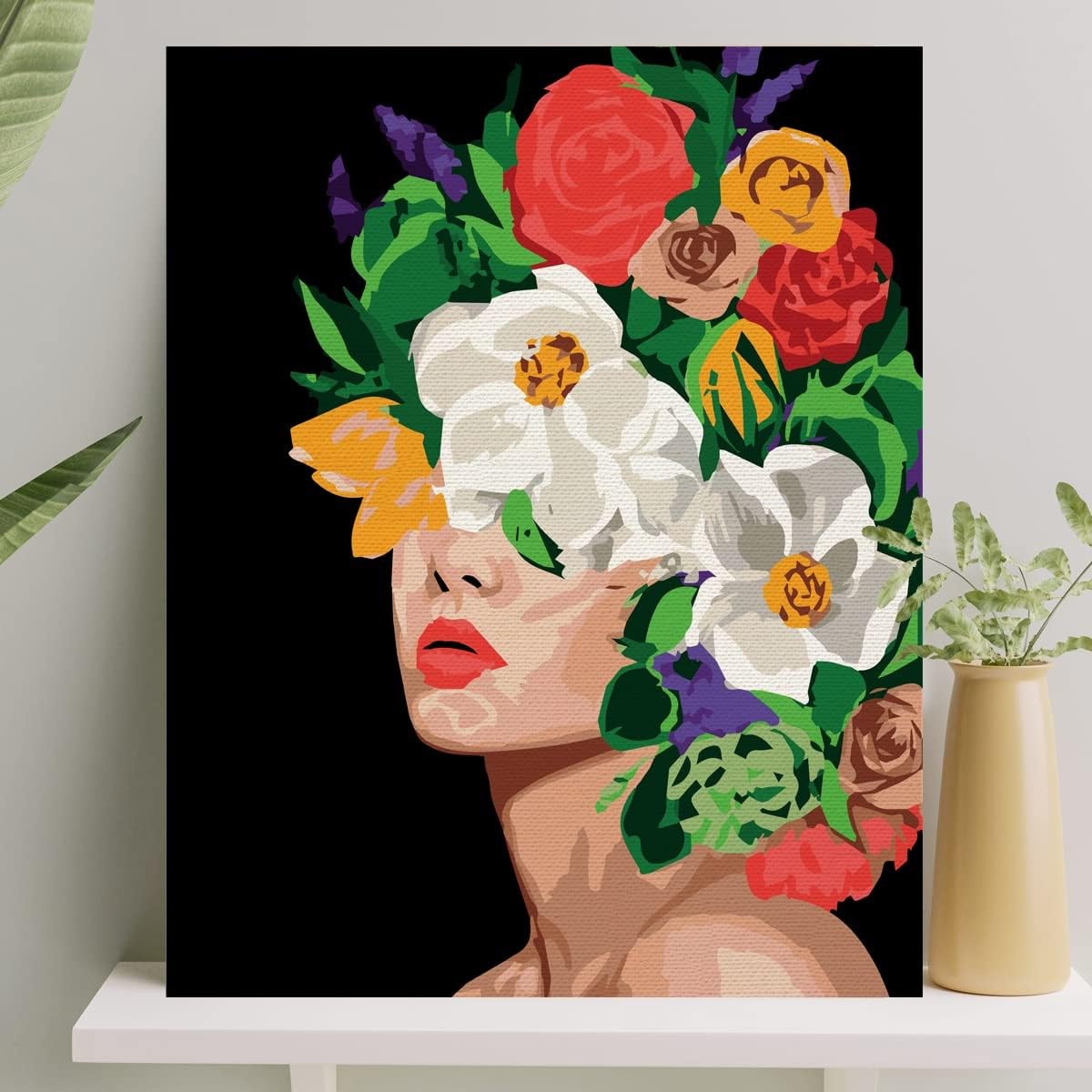 Sayılarla Boyama Tuval Seti Fırça Boya Dahil (Çıtalı) 40x50 CM - Çiçek Deryası