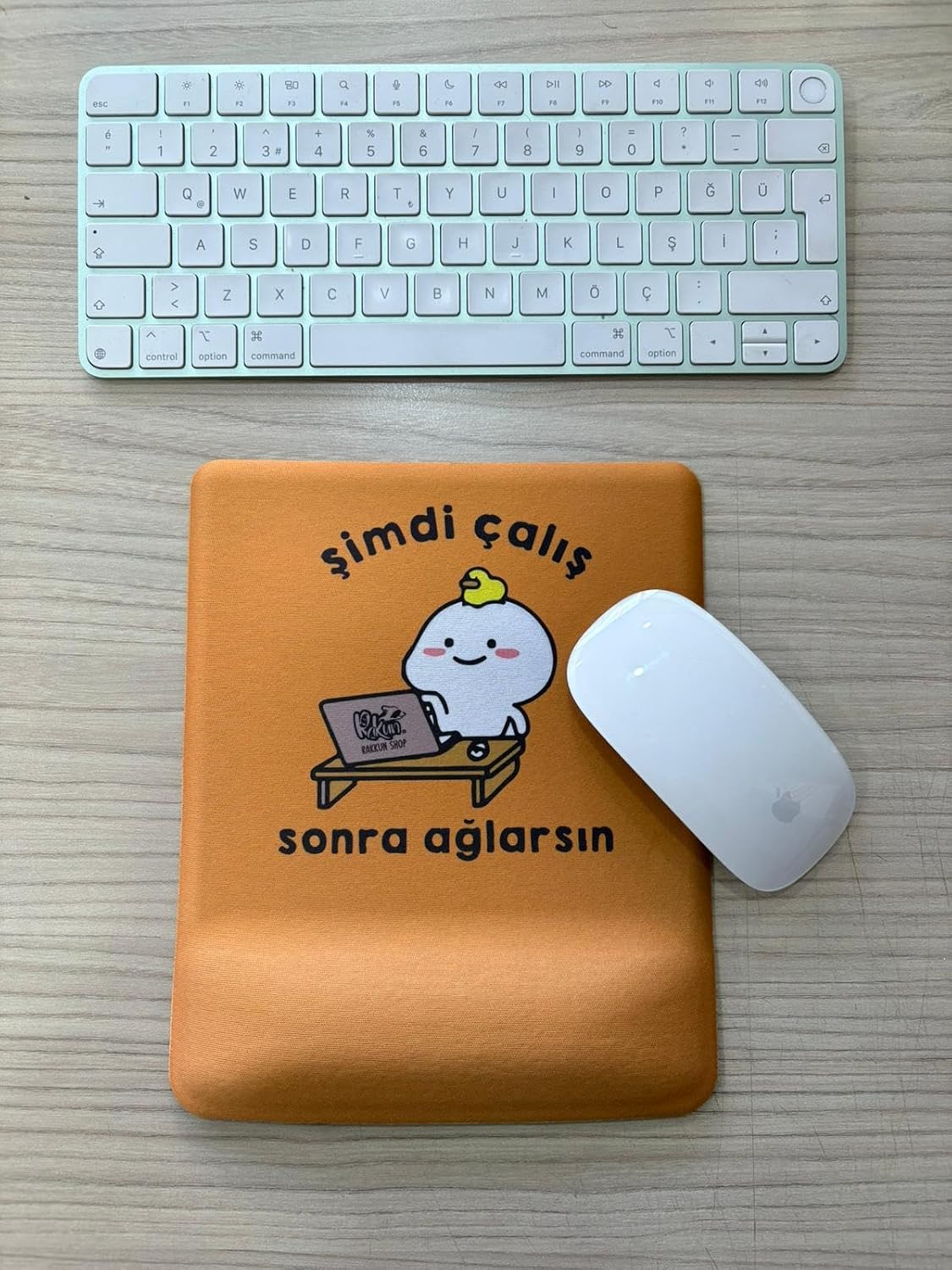 Şimdi Çalış Sonra Ağlarsın Baskılı Bilek Destekli KARE Mouse Pad (turuncu)