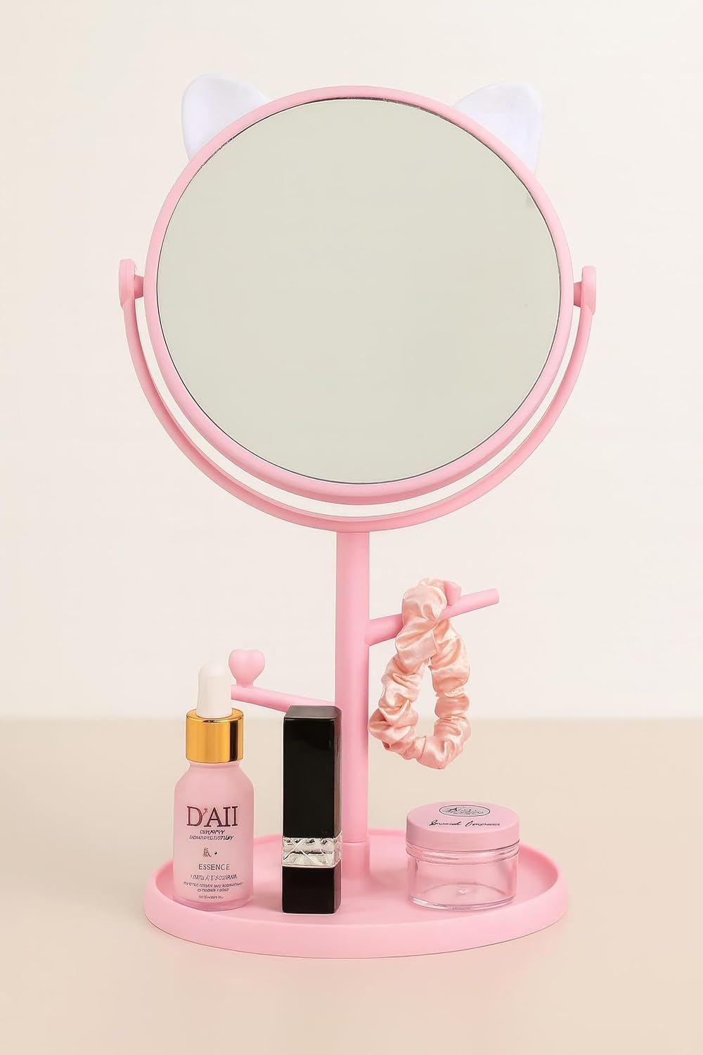 Masa üstü Pembe Kedi Tasarım Plastik Takı Stand Masa Aynası cin498pm