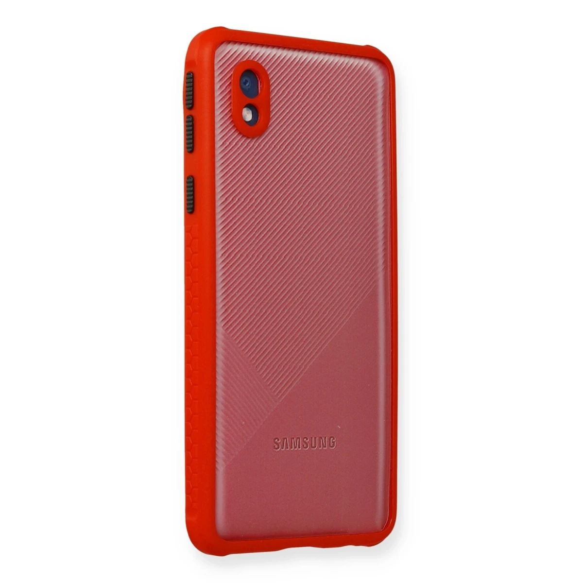 Samsung Galaxy A01 Core Kılıf Miami Şeffaf Silikon - Kırmızı