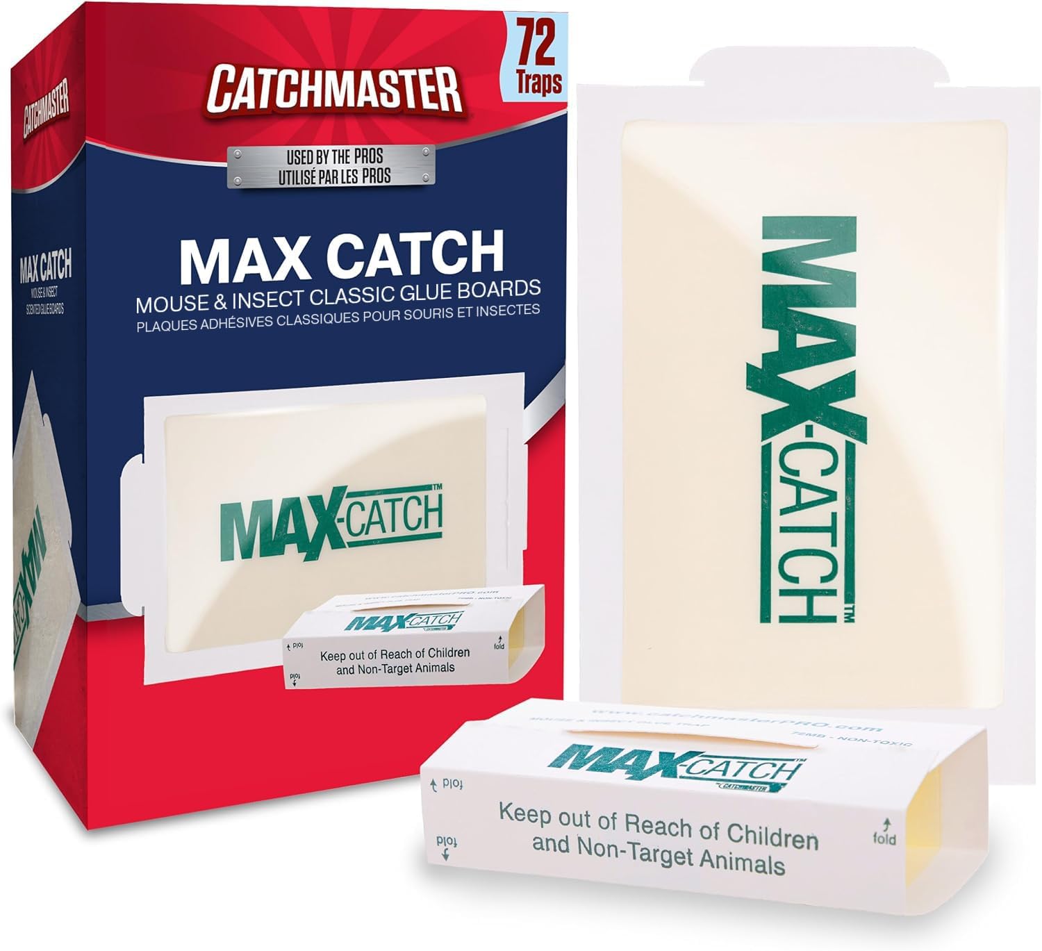Max-Catch Mouse & Insect Glue Trap 72pk, Mouse Traps Indoor for Home, Yapışkan Haşere Kontrolü Yapışkan Tepsi, Toksik Olmayan Dökme Yem Öncesi Tutkal Panoları