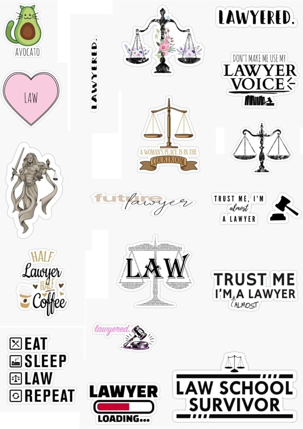 Hukuk Avukat Lawyer Temalı 18'Li Sticker Seti