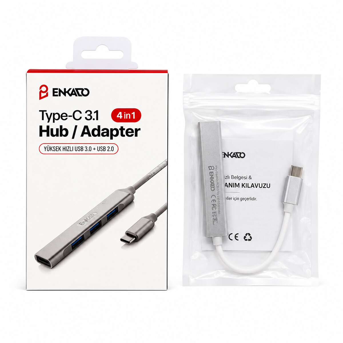 TYPE-C 3.1 GİRİŞ 4IN1 USB ÇOĞALTICI 4 ANAHTARLI PORT - HI-SPEED USB 3.0 - USB 2.0 HUB ADAPTÖR EKD-TP50