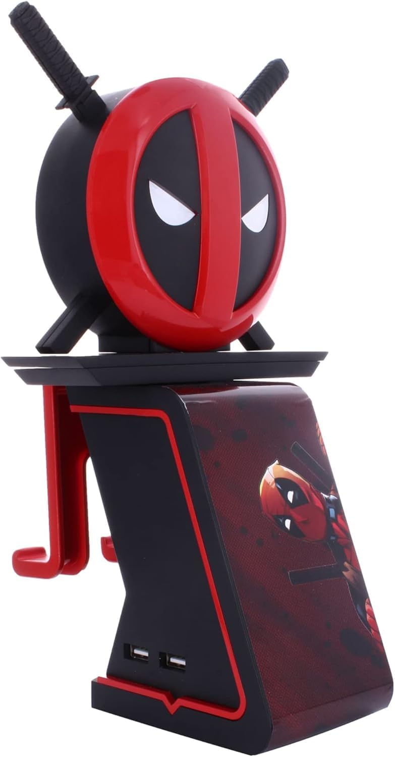 Kablo Adamları LED Simgeleri: Marvel Deadpool - Şarj Telefonu ve Kumanda Tutucu - Işıklı Oyun Kumandası/Cep Telefonu/Cihaz Şarj Tutucu, 4' Şarj Kablosu Dahil