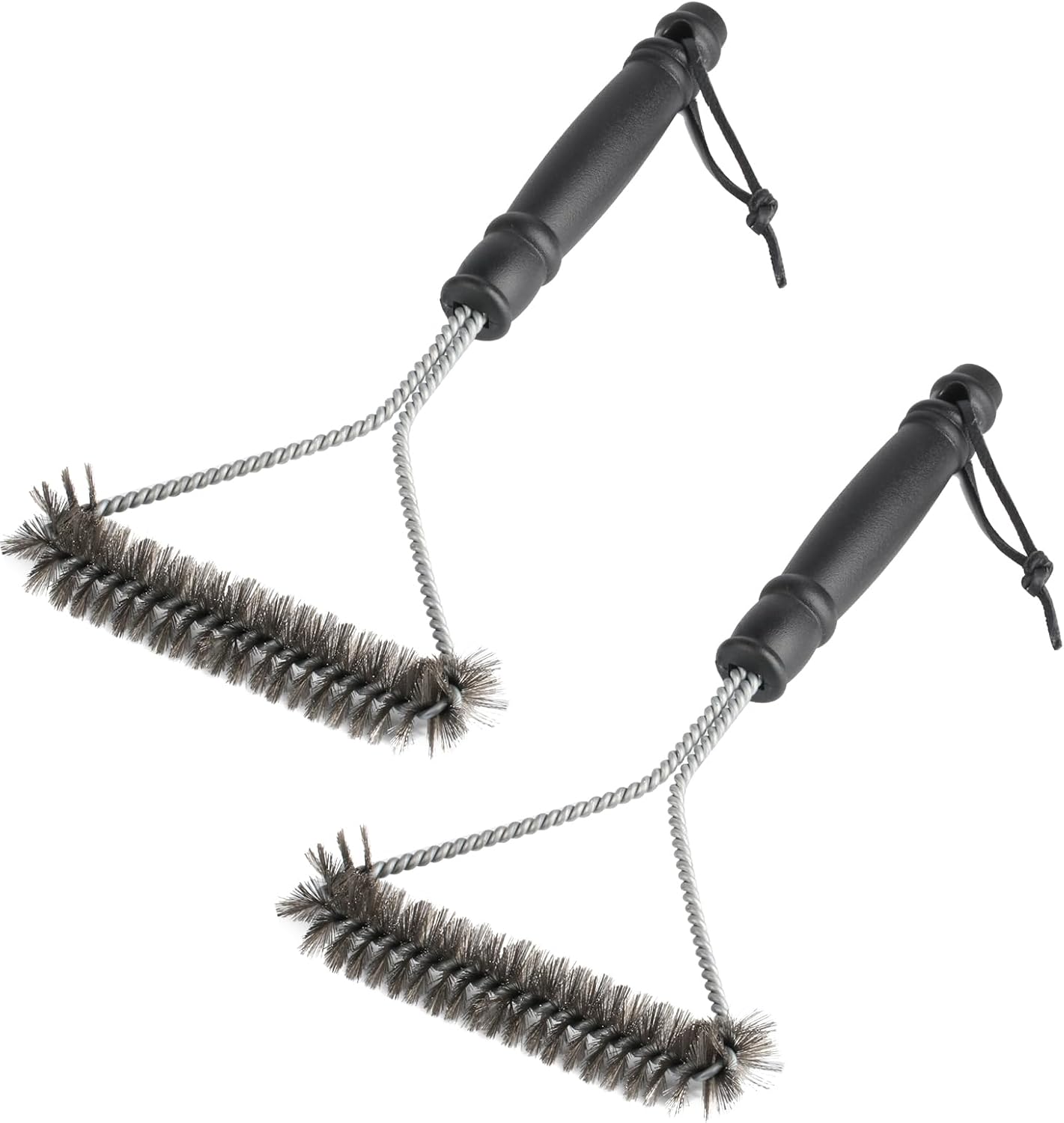 2 adet ızgara fırçası, ızgara fırçası, 30 cm paslanmaz çelik ızgara temizleme fırçası, üçgen 360° ızgara, tel fırça, kömür mangalı için mangal aksesuarı, küre ızgara, temizleyici fırça