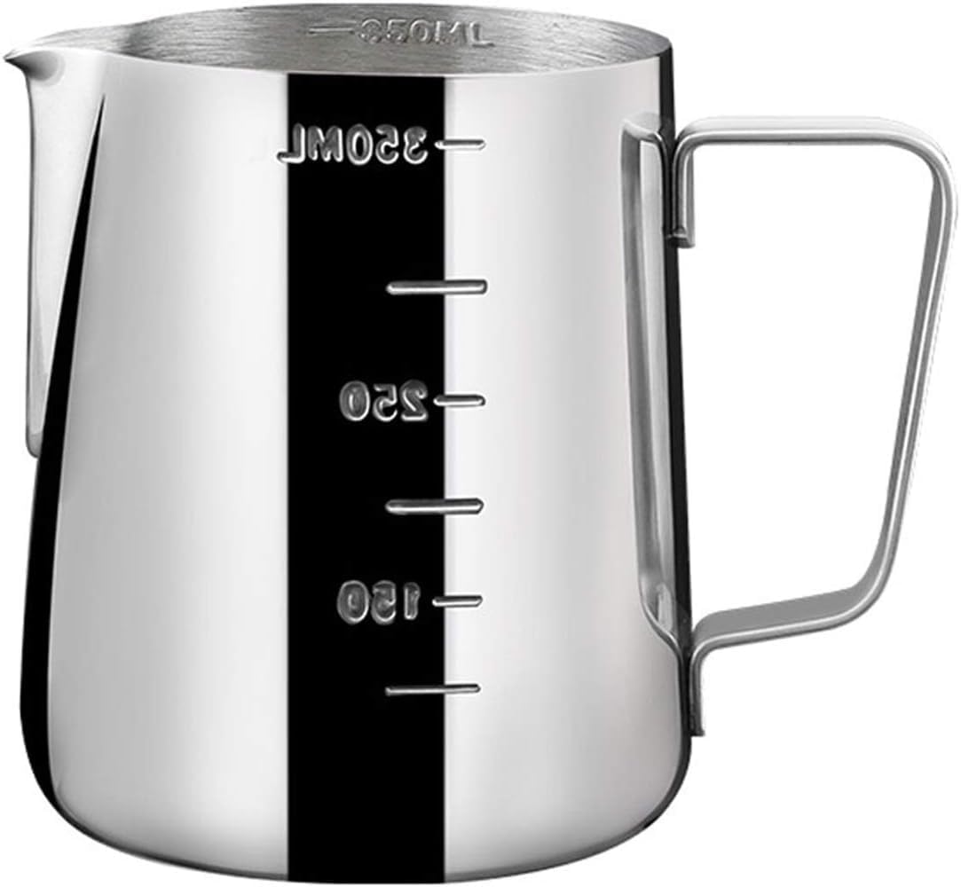 ® Paslanmaz Çelik Sütlük - Barista Süt Isıtıcı & Köpürtücü | Latte Art Pitcher | Küçük & Büyük Boy Seçenekli, Ocak Üstü Çelik Süt Potu (350 ml)