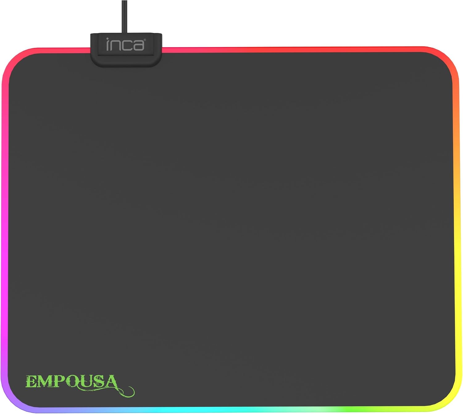 INCA IMP-024T EMPOUSA RGB 7 LED MEDIUM MOUSEPAD (320X270X3MM),12 Farklı Değişebilen Dokunmatik Işık Efekti,Hızlı Kayan Yüzey, Kaymaz Kauçuk Taban