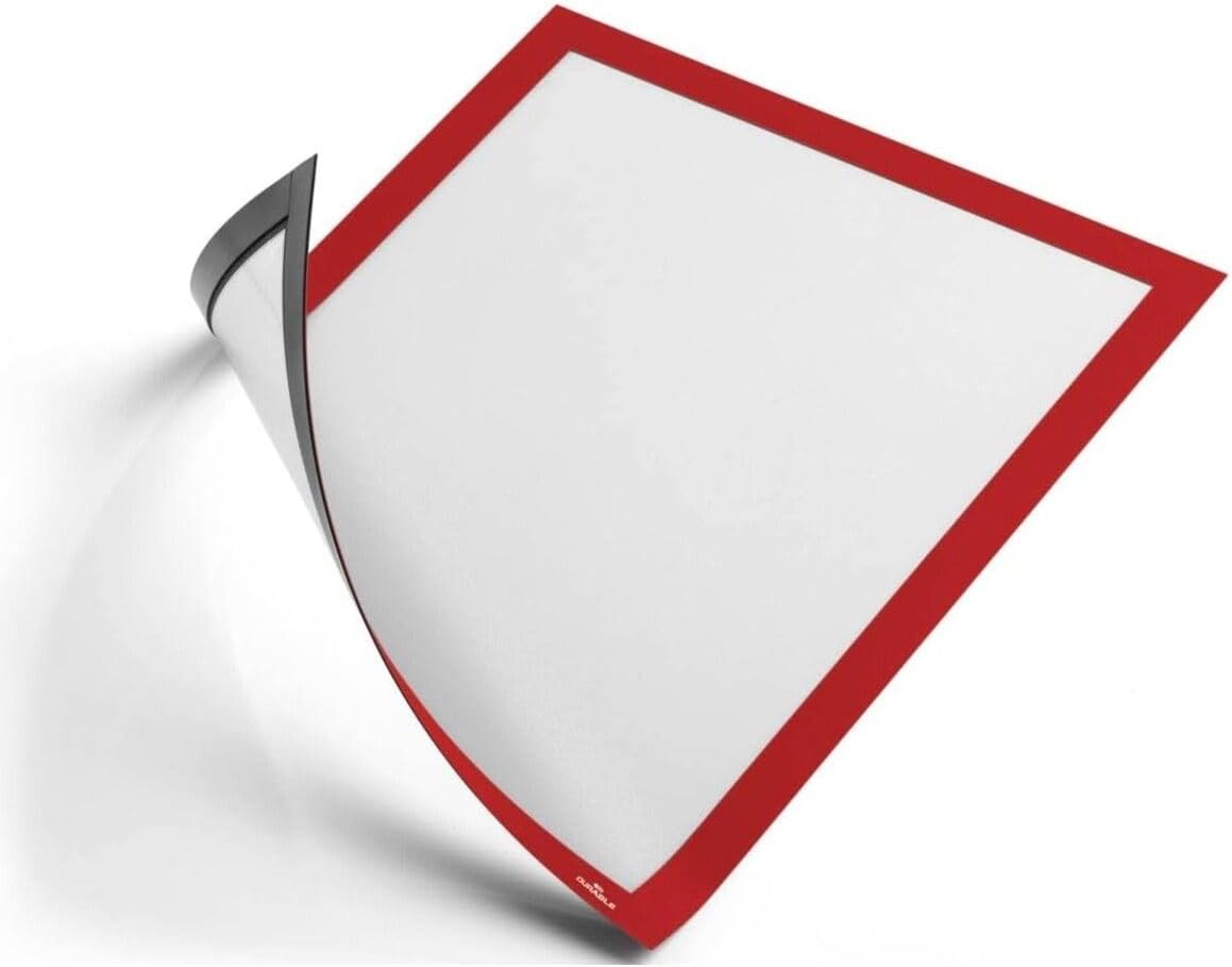 5 adet Mıknatıslı Şömiz Manyetik Evrak Tutucu Şeffaf Magnet Şömiz Dosya 21x30cm A4 - KIRMIZI KENARLI