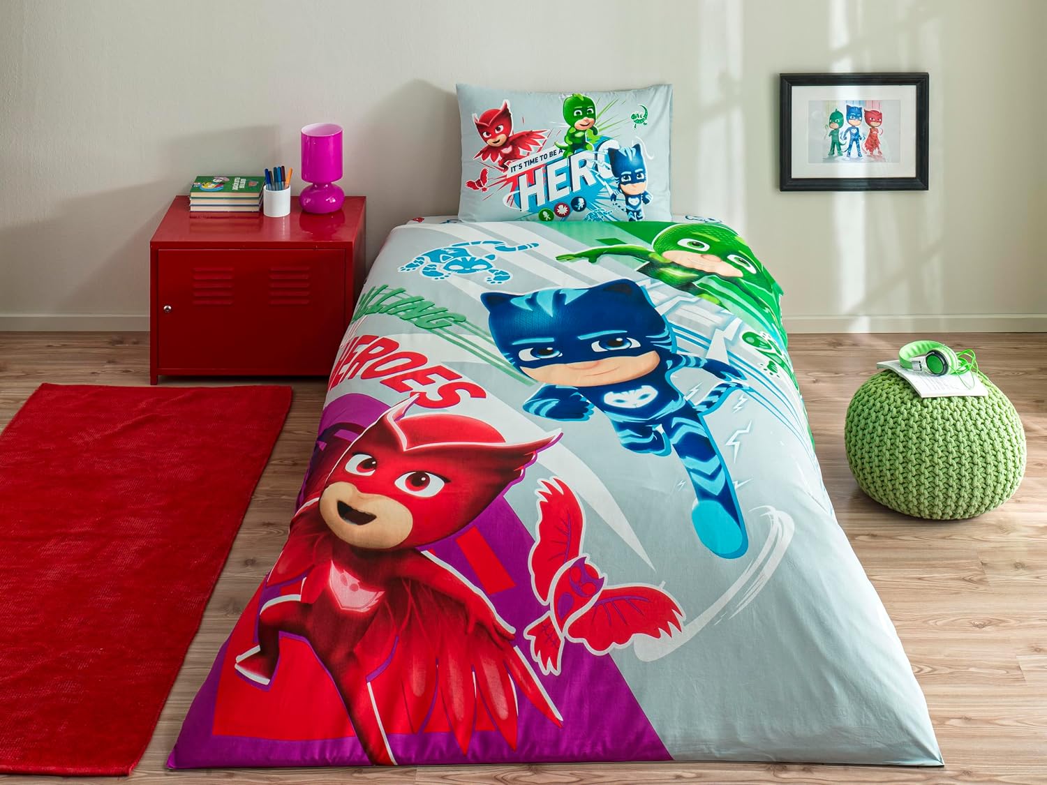 PJ Masks Super Team Standart Pamuk Nevresim Takımı, Çok Renkli, Tek Kişilik