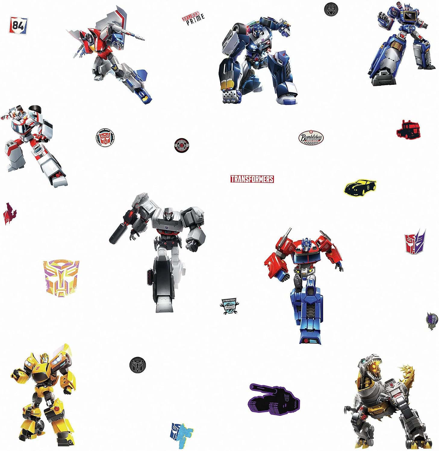 RMK4231SCS Transformers All Time Favorites Peel and Stick Duvar Çıkartmaları, mavi, kırmızı, sarı