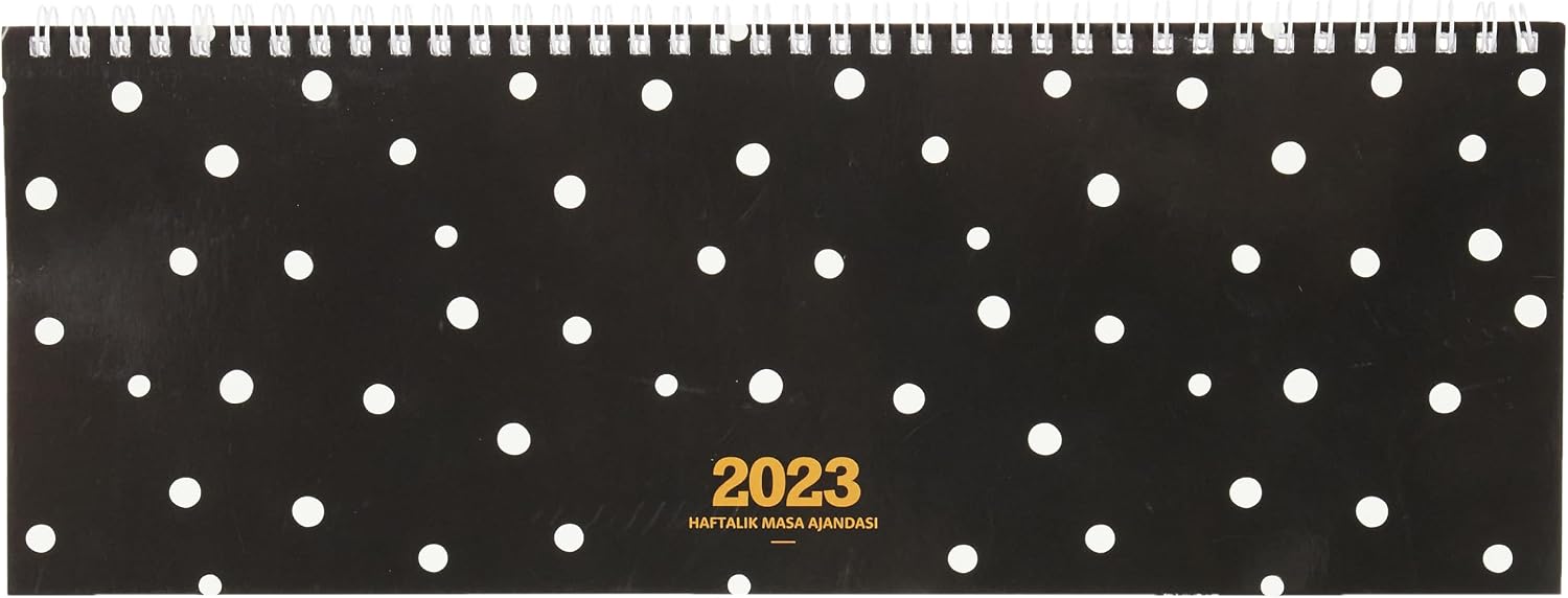 Keskin Color 2023 AJ-65 12x33,5 Haftalık Masa Ajandası, Siyah Puantiye