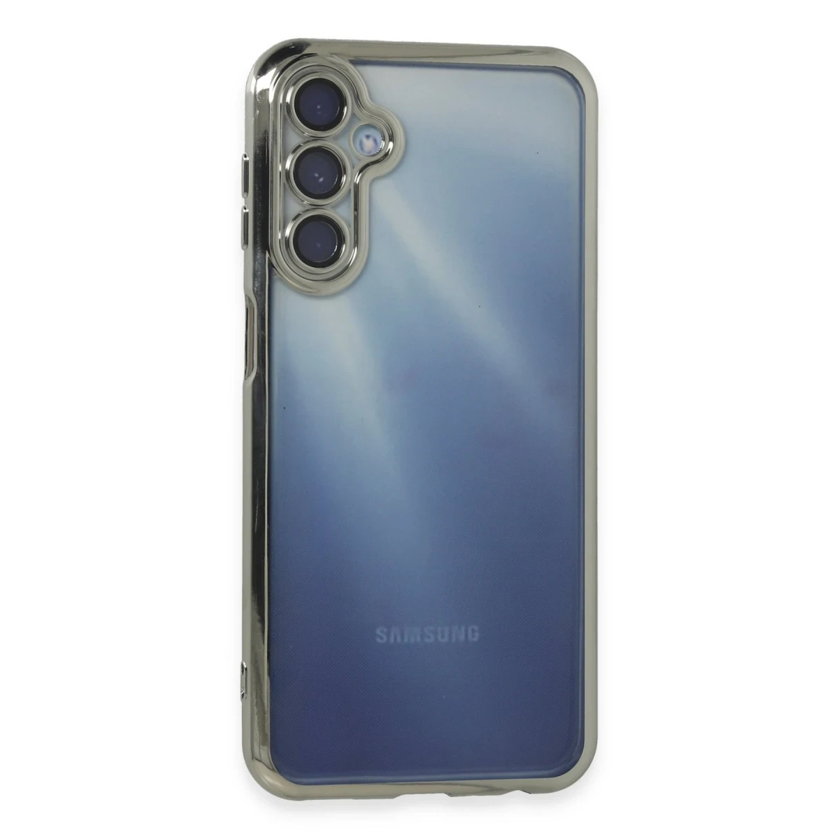Samsung Galaxy A55 5G Kılıf Razer Lensli Silikon - Gümüş
