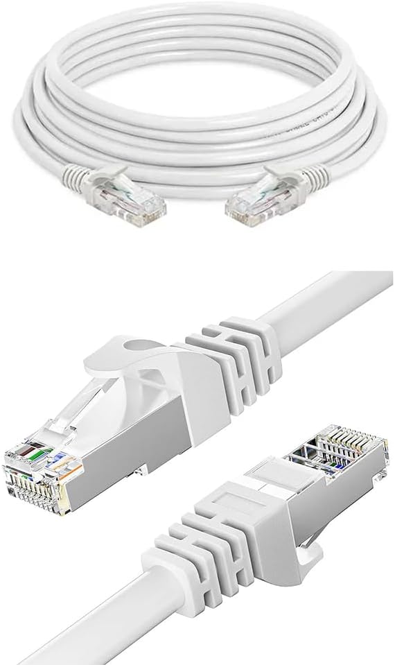 Cat6 Ethernet Kablosu, 1.5 Metre, Erkek-Erkek, RJ45, Yüksek Hızlı 1000Mbps, 250MHz, Korumalı STP, Beyaz