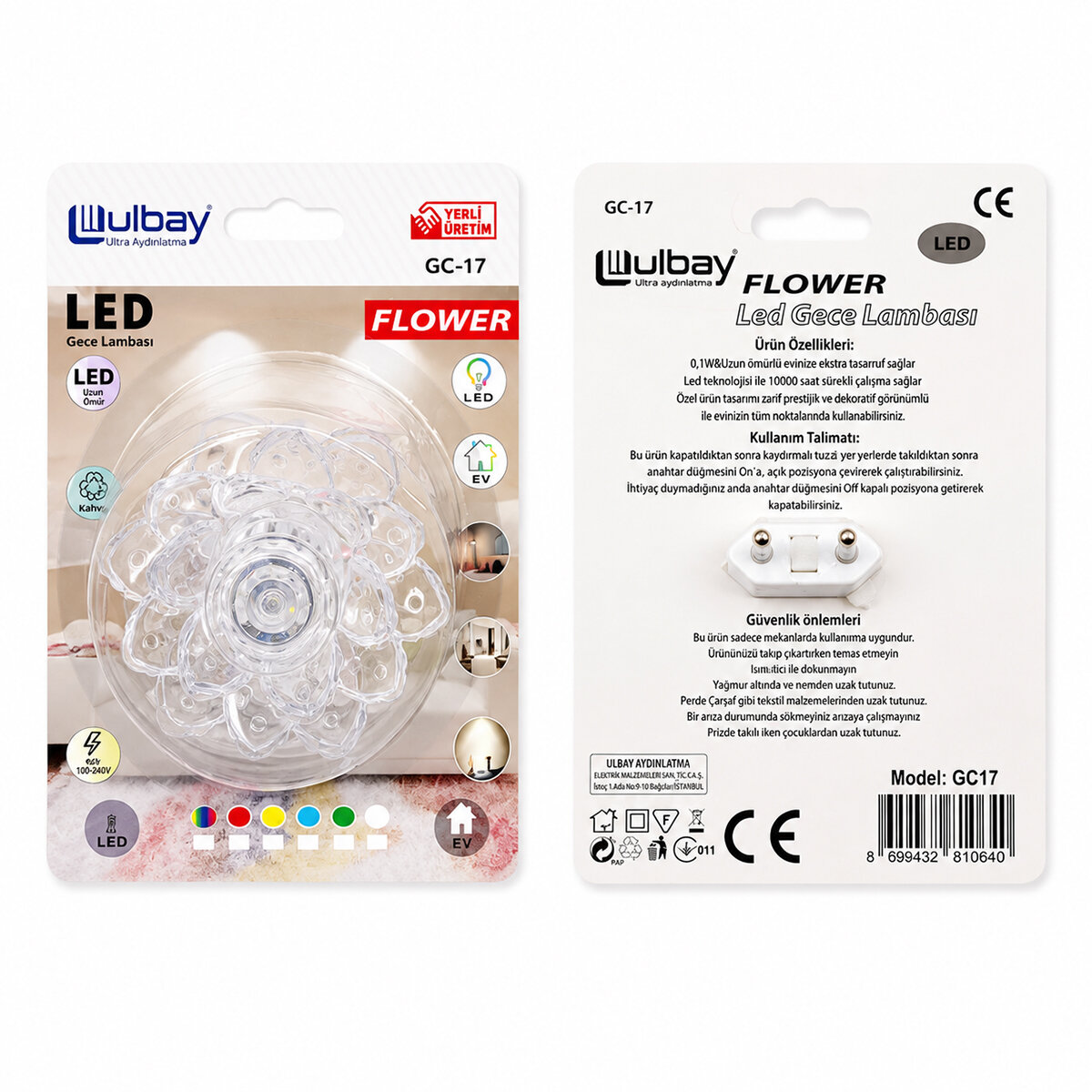 10 ADET KOZALAK LED GECE LAMBASI GC-17