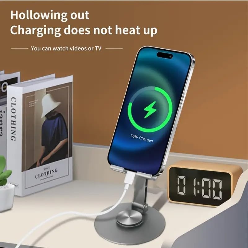 Yüksek Kaliteli Metal Stand Katlanabilir ve Ayarlanabilir 360 Derece Dönebilen Tablet Standı Telefon Tutucu Masa üstü Gri Stant