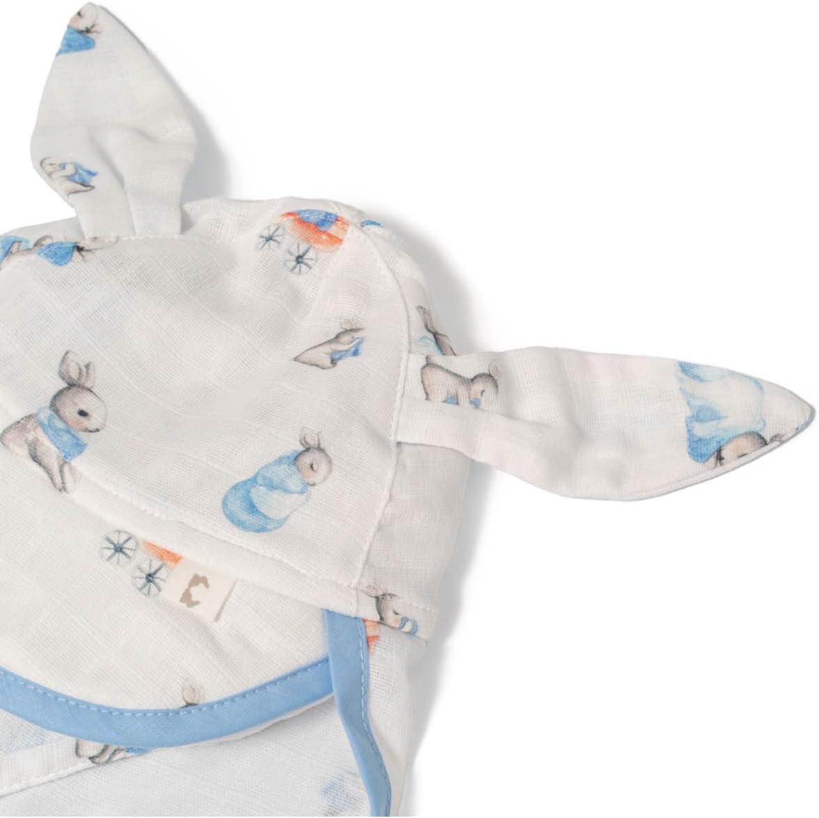 %100 Pamuk Bébé Lapin Müslin Ense Korumalı Erkek Bebek Şapkası ENKSPK-BEL-00006A