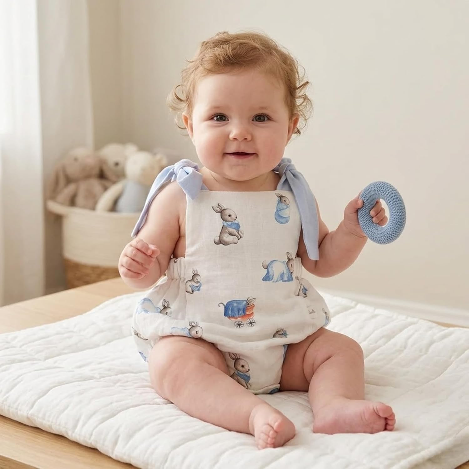 %100 Pamuk Müslin Bebek Tulum - Bébé Lapin BBKTLM-BEL-00612A