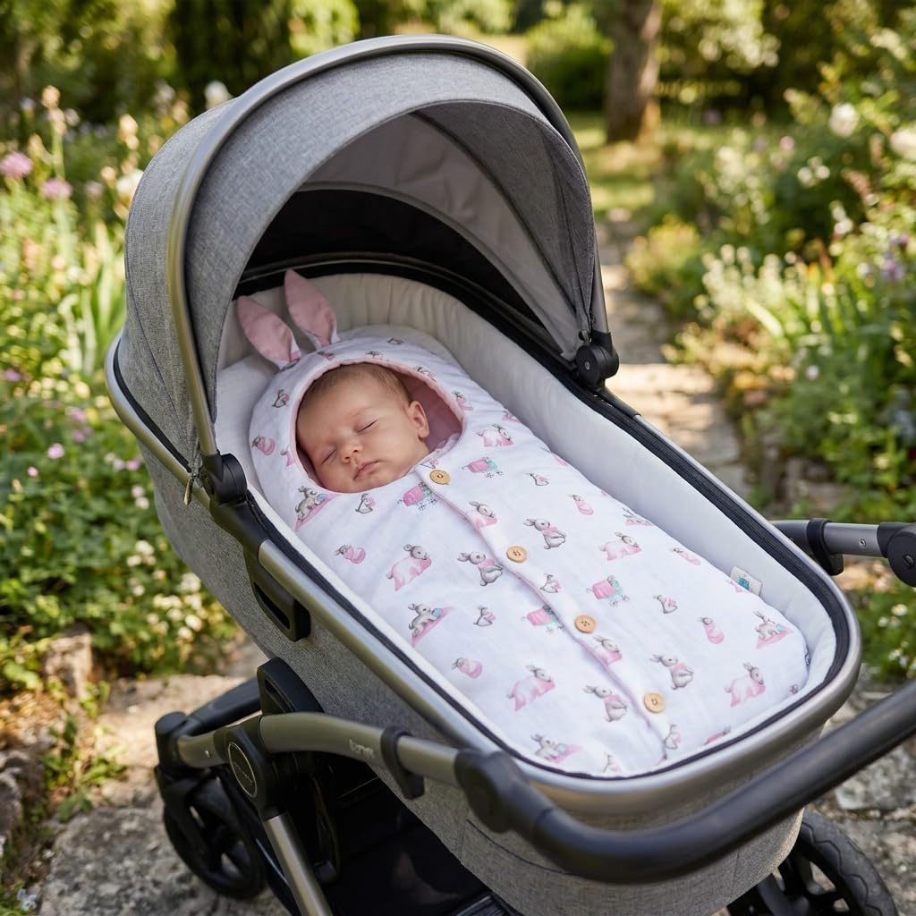 % 100 Pamuk Bebe Lapin Mavi Pamuk Muslin Kundak Battaniye BSSNT1018