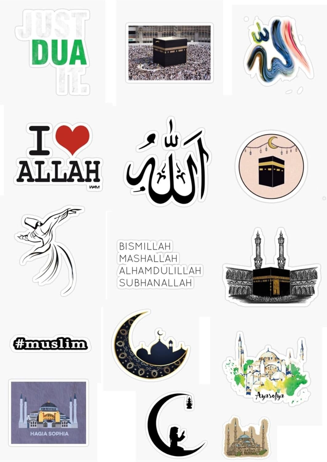 Islamiyet Tasarımlı 15'Li Dini Sticker Seti