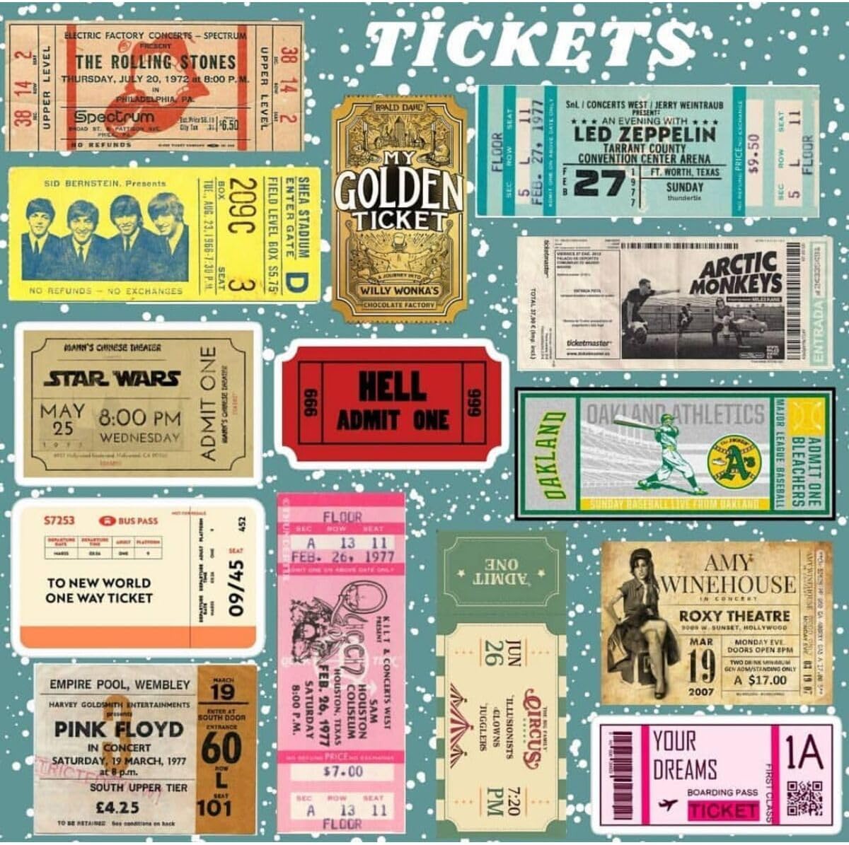 Tickets Sticker Seti | Laptop Notebook Telefon Etiket Journal