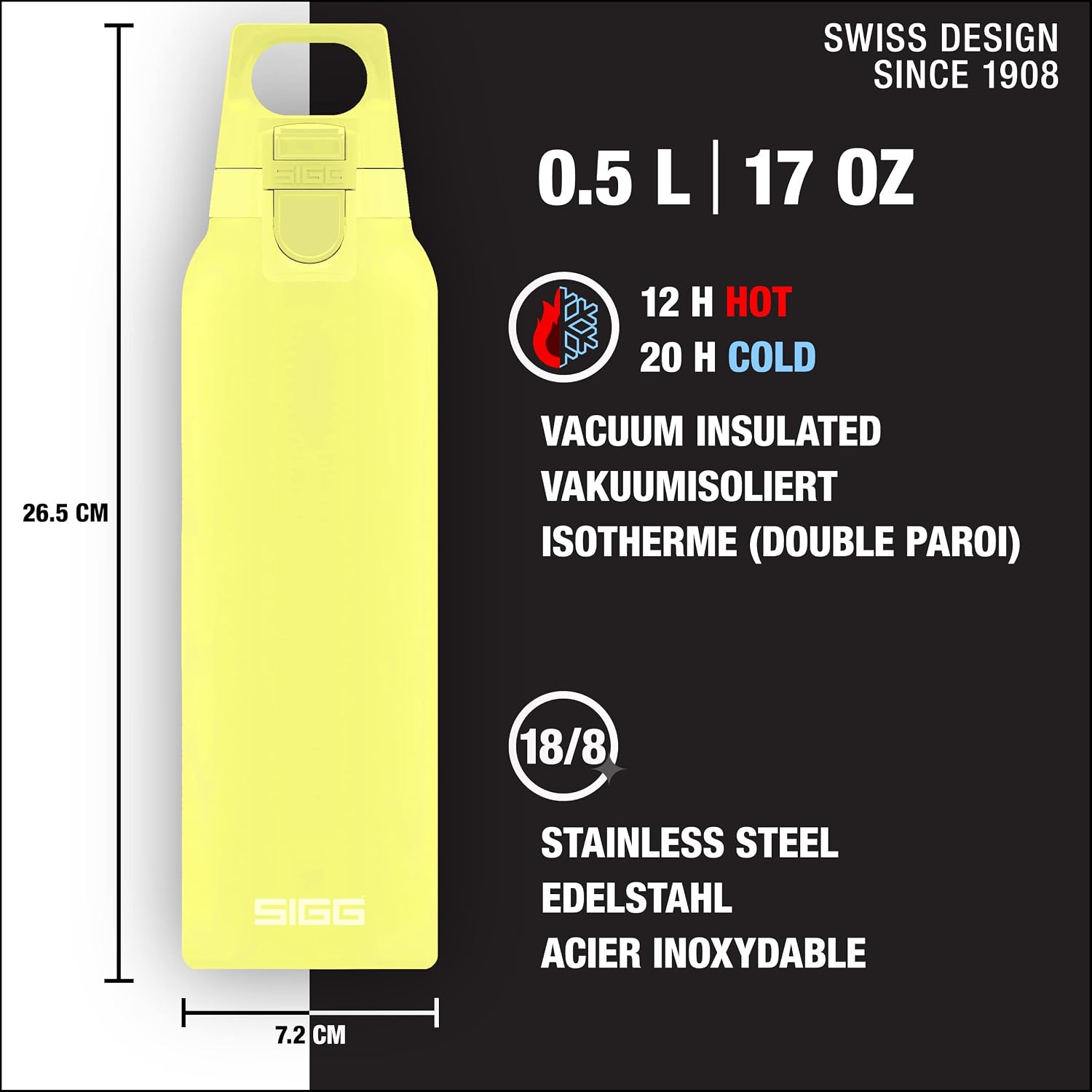 8788.20 H&C One 0.50 Litre Termos, Sarı