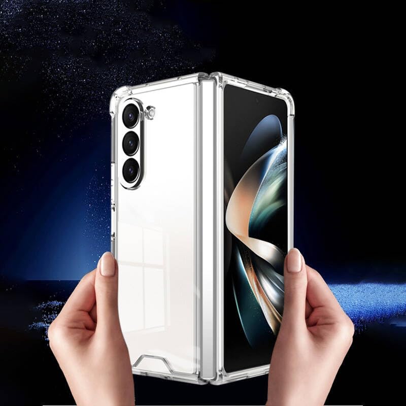 Samsung Galaxy Z Fold 5 Uyumlu Kılıf Tamamen Şeffaf Anti Şok Airbag Anti Shock Esnek Sert Silikon
