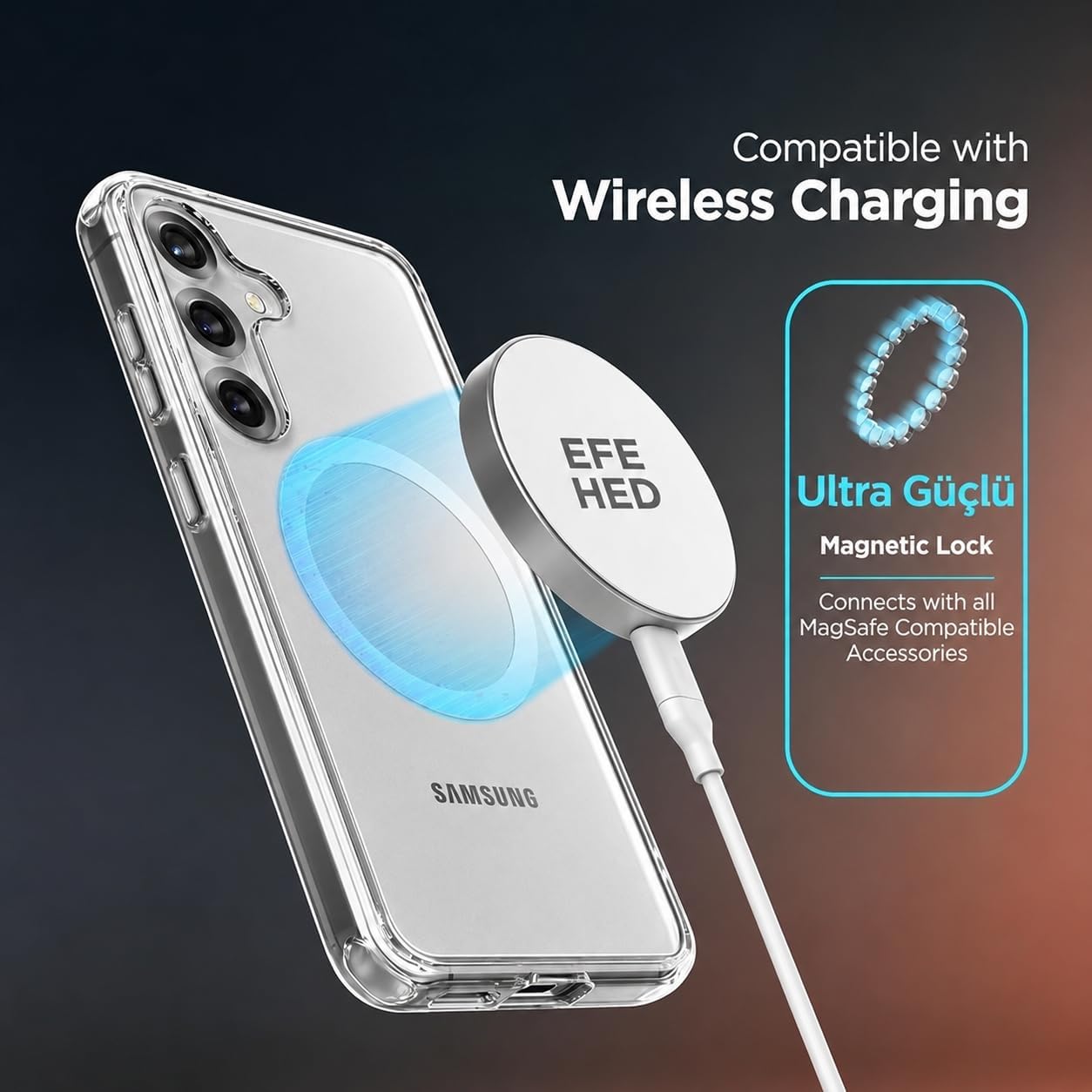 Şeffaf Kılıf Samsung Galaxy S24 Ultra ile Uyumlu, MagSafe Destekli (Şeffaf, Samsung Galaxy S24 Ultra)
