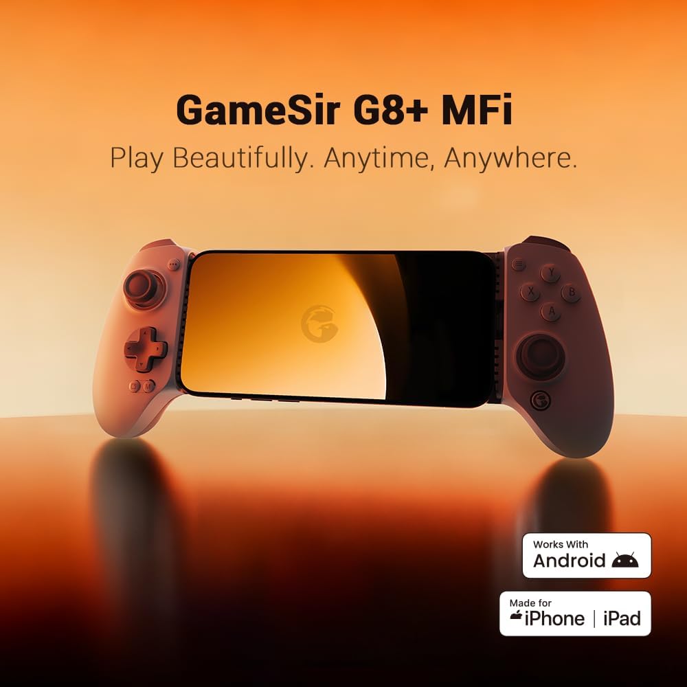 G8 Plus MFi Gamepad, iPhone 15/16/17/iPad Mini ve Android için, iPad Gamepad, Hall çubukları/tetikleyicileri, iki arka düğme, Genshin Impact, PUBG Mobile, Minecraft