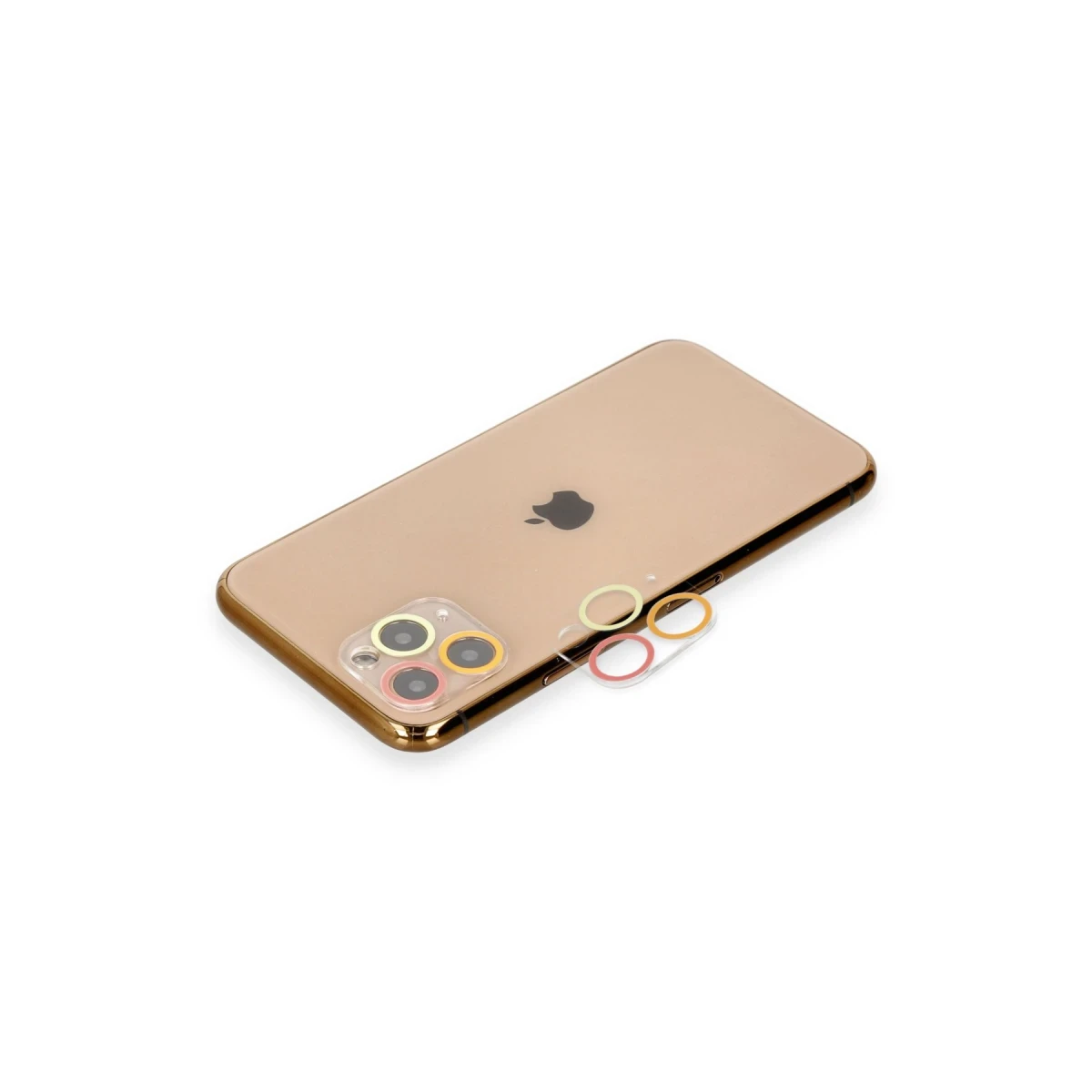 Apple iPhone 11 Pro Renkli Kamera Lens Koruma Cam - Turuncu-Kırmızı