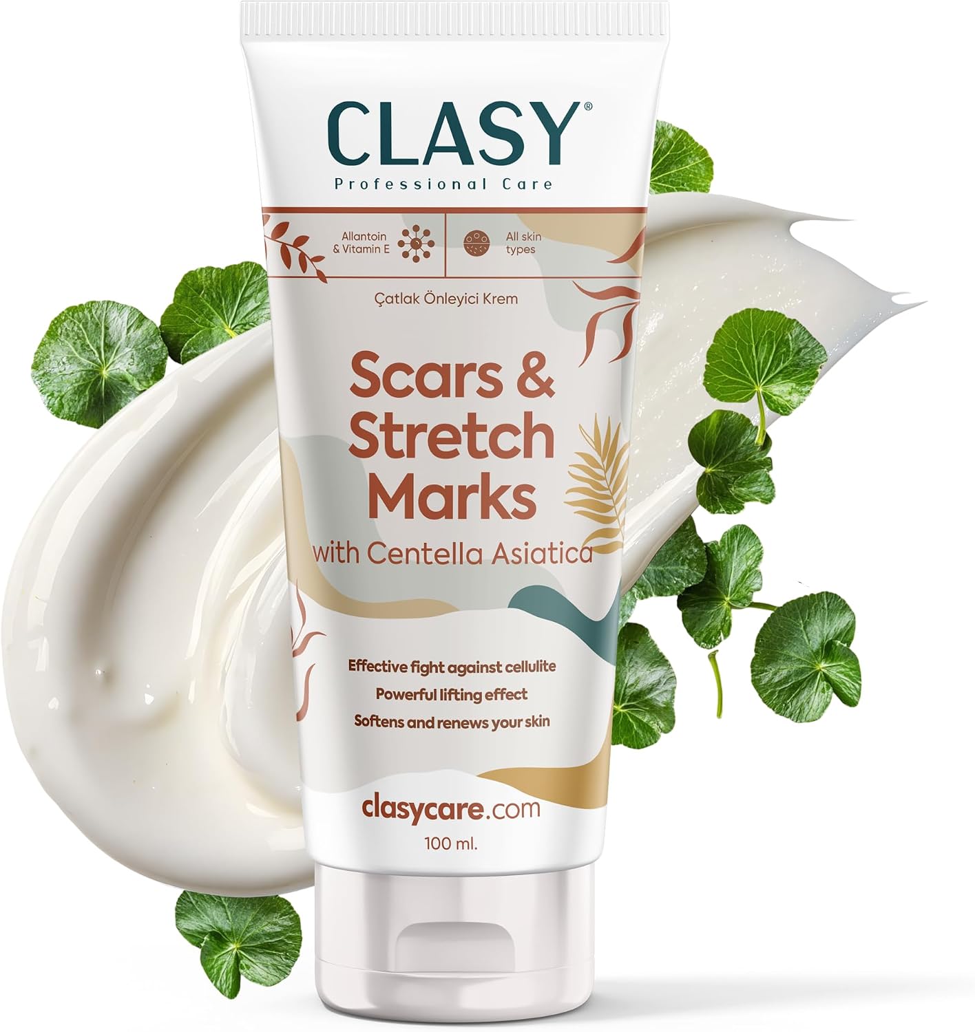 Clasy Care Çatlak ve Cilt Görünümü Kremi – Centella Asiatica ve E Vitamini ile – Çatlak ve Eşitsiz Cilt Görünümünü Azaltmaya Yardımcı – Nemlendirici Vücut Kremi, 100 ml