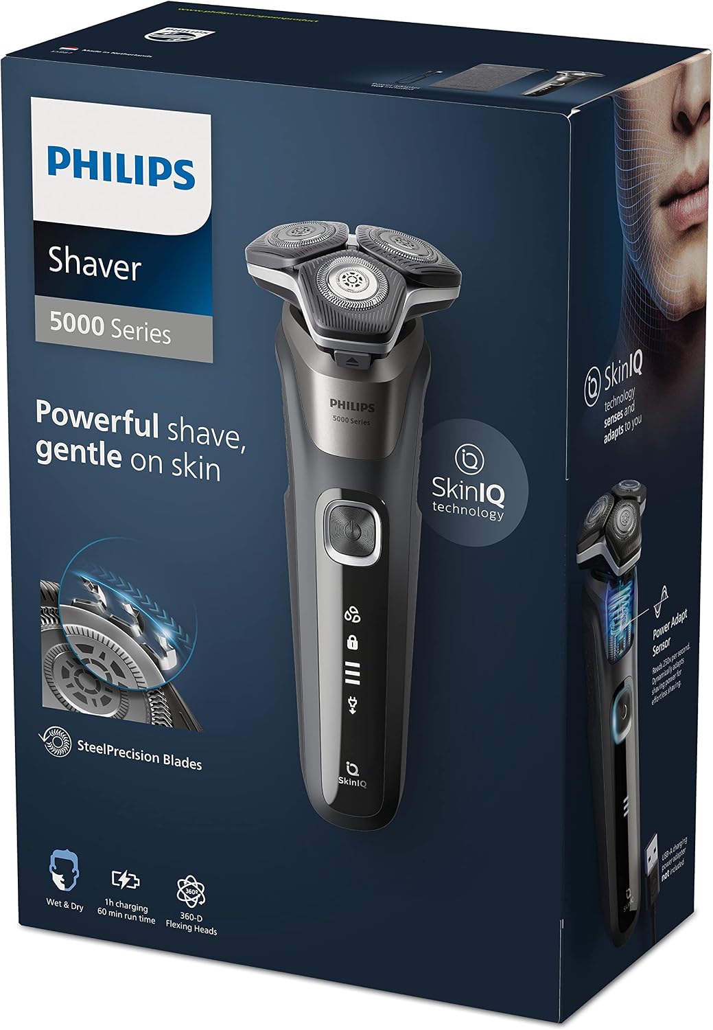 5000 Serisi Tıraş Makinesi, Sinekkaydı Tıraş, Skin IQ Teknolojisi, Islak ve Kuru Kullanım, Hassas Düzeltici Başlık – S5887/10