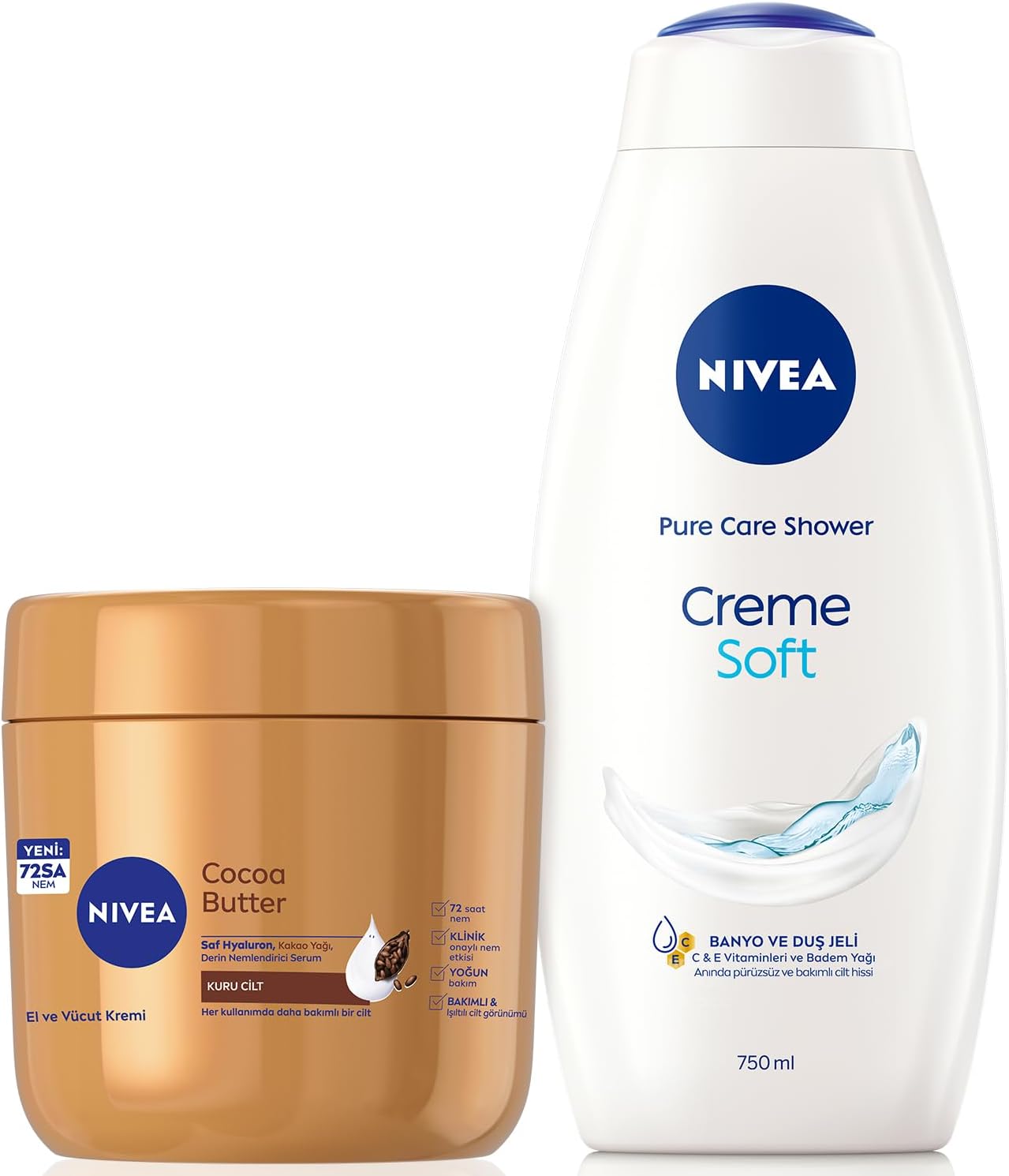 Creme Soft Kremsi Dokunuş Duş Jeli 750ml ve Cocoa Butter Nemlendirici Vücut Bakım Kremi 400ml
