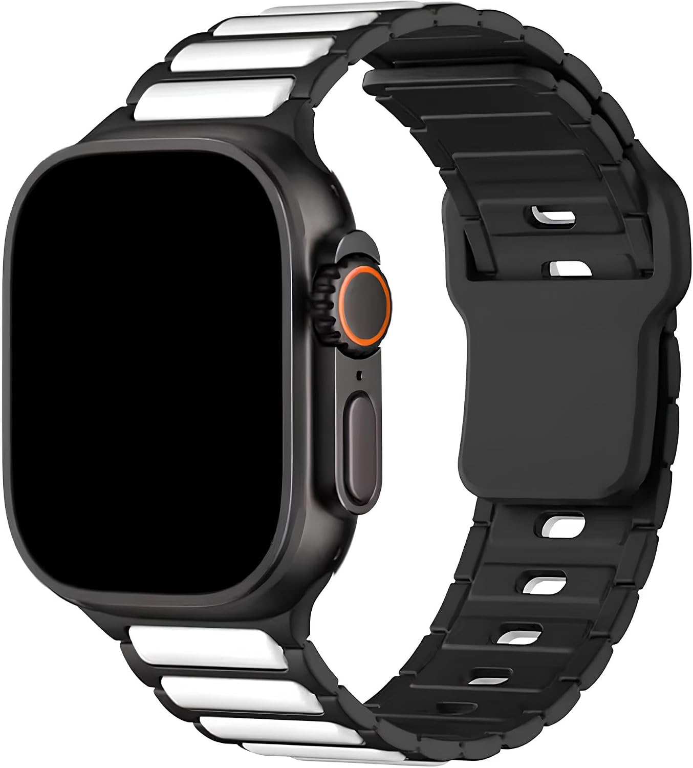 Apple Watch 11 10 9 8 7 6 SE Ultra Uyumlu 42 44 45 46 49mm Çift Renk Bakla Desen Hibrit Silikon Kordon