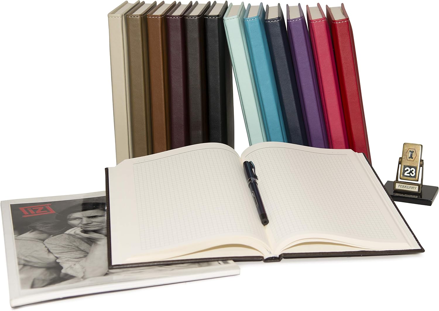 5286 Ajanda Tarihsiz Kareli 17x24 Ajanda Defter 160 Yaprak Ivory Kağıt Suni Deri Telefon Kılıflı Mekanizmalı Hesap Makineli Organizer, Kırmızı