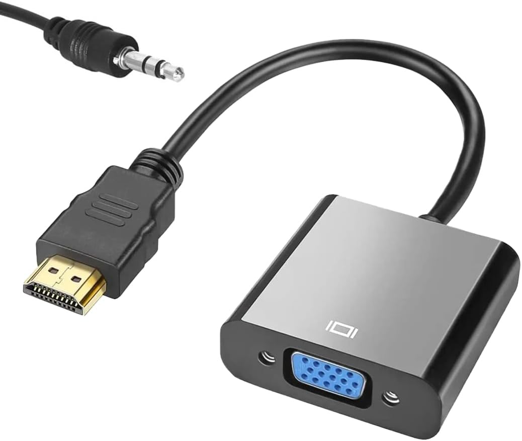 HDMI to VGA Çevirici Adaptör Ses Çıkışlı, Aparat HDMI Çıkışlı Bilgisayarların Görüntüsünü VGA Girişli Monitör, Projeksiyon vb Görüntü Cihaza Aktarır
