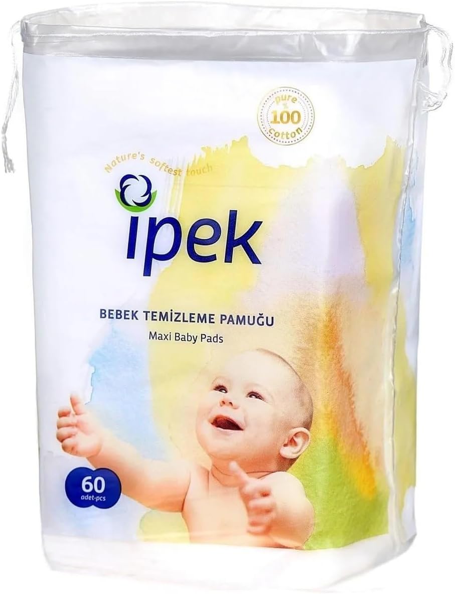Bebek Temizleme Pamuğu, Beyaz, 60 Adet
