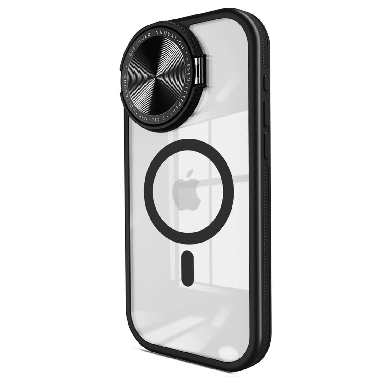 Apple iPhone 15 Pro Kılıf Teleskop Lens Magsafe Silikon Kapak - Siyah