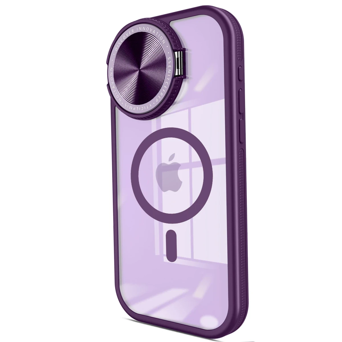 Apple iPhone 15 Pro Kılıf Teleskop Lens Magsafe Silikon Kapak - Derin Mor