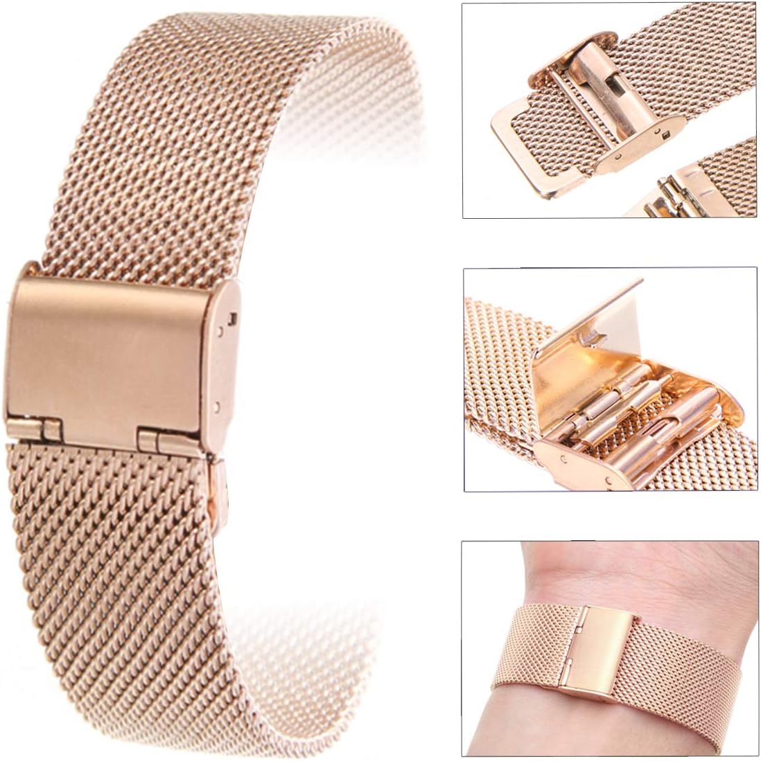 24mm Saat Kordonu Rose Bakır Hasır Kolçak 1.Kalite Örgü Kordon