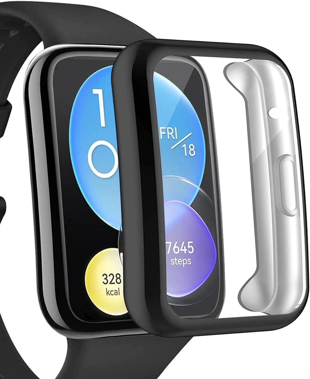 Huawei Watch Fit 2 için Kılıf 360 Full Round Soft Silicone Siyah [Watch Fit 2 ile Uyumlu Kılıf - Siyah]