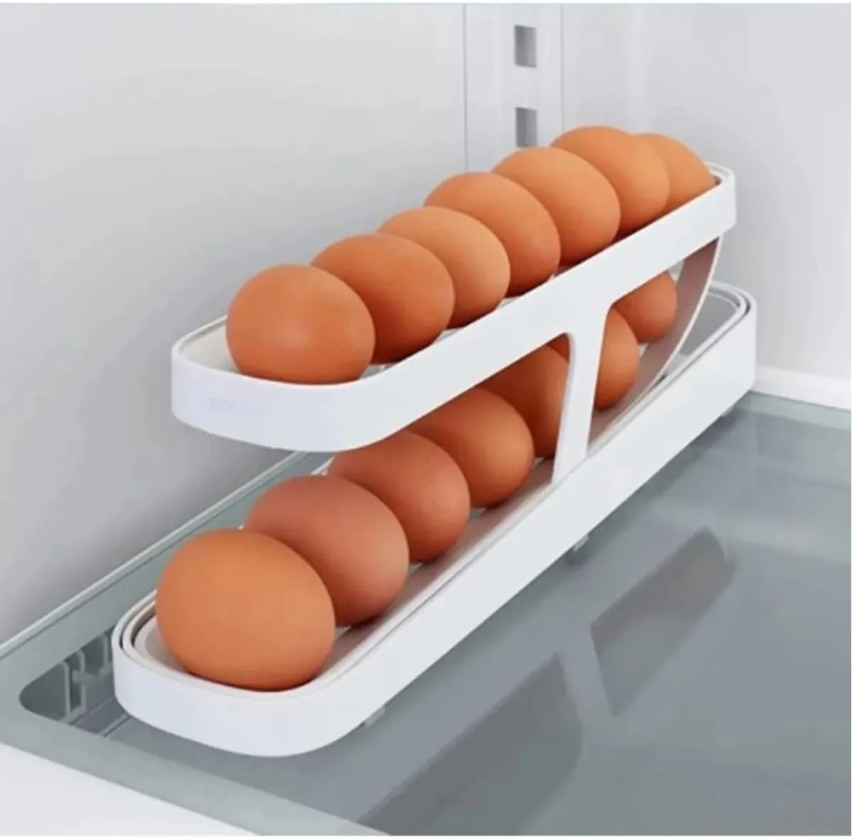 TİNEKE 2 Katlı Otomatik Buzdolabı Yumurta Standı Yumurtalık Rafı Saklama Kabı Buzdolabı Organizer