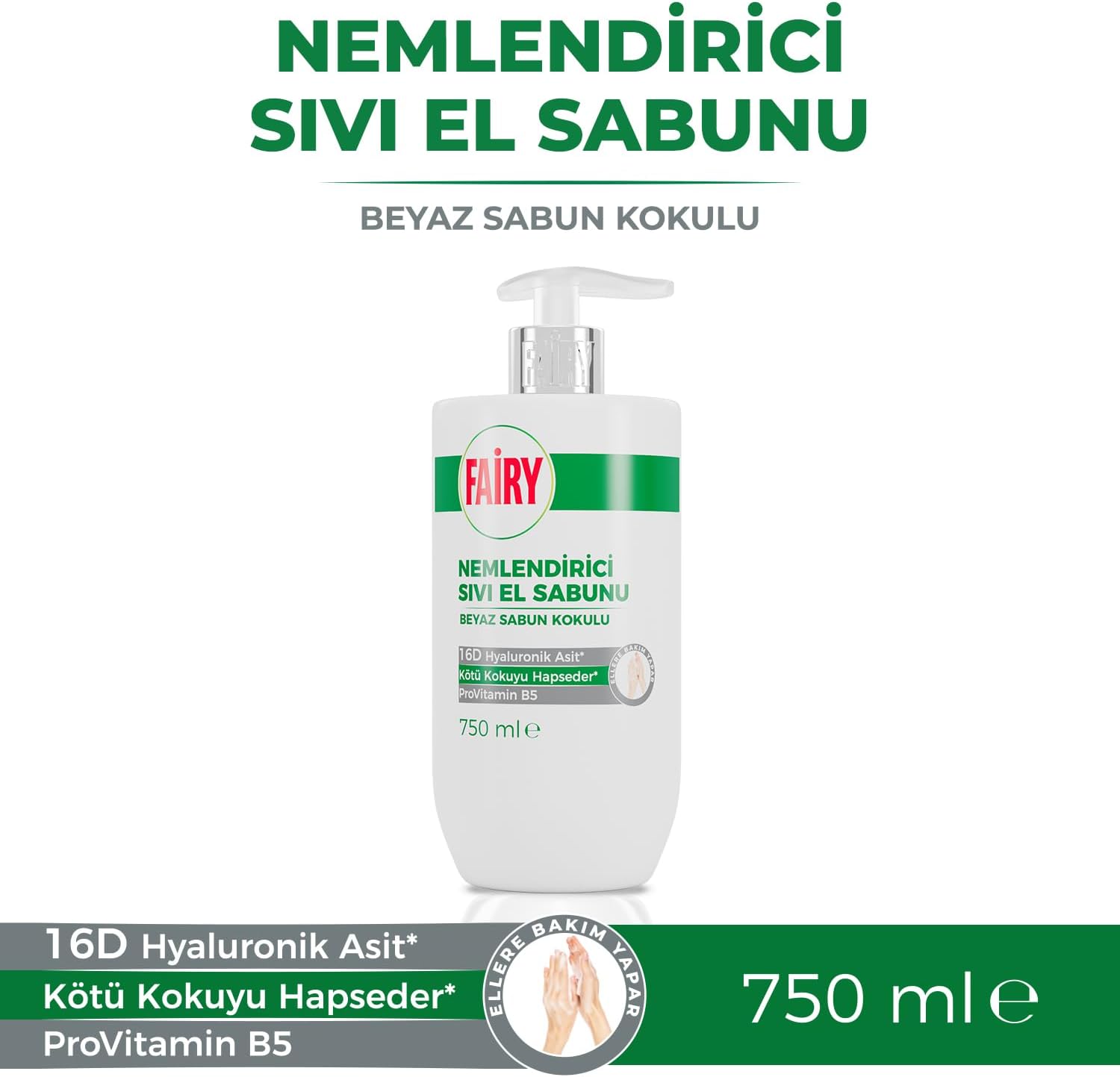 Nemlendirici Sıvı Sabun 750 ml | Beyaz Sabun | 16D Hyaluronik Asit, ProVitamin B5