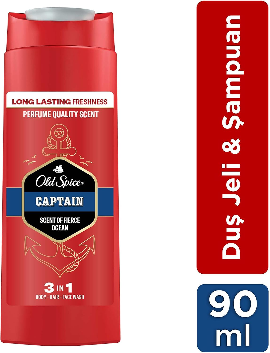 Captain Erkek 3’ü 1 Arada Duş Jeli & Şampuan 90 Mililitre