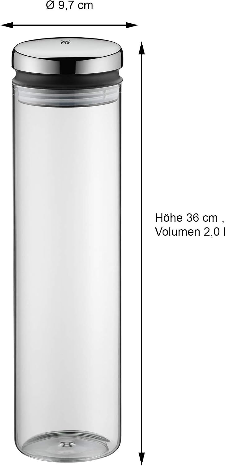 Cam Saklama Kabı, 2 L, 36 cm, Kapaklı Cam Kavanoz, Geniş Dolum Ağızlı, Kahve Çekirdeği ve Müsli Saklama Kabı