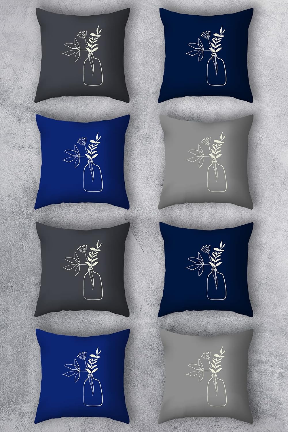 Çift Tarafı Baskılı 43x43 Kırlent Kılıfı 8'li Set Kombini