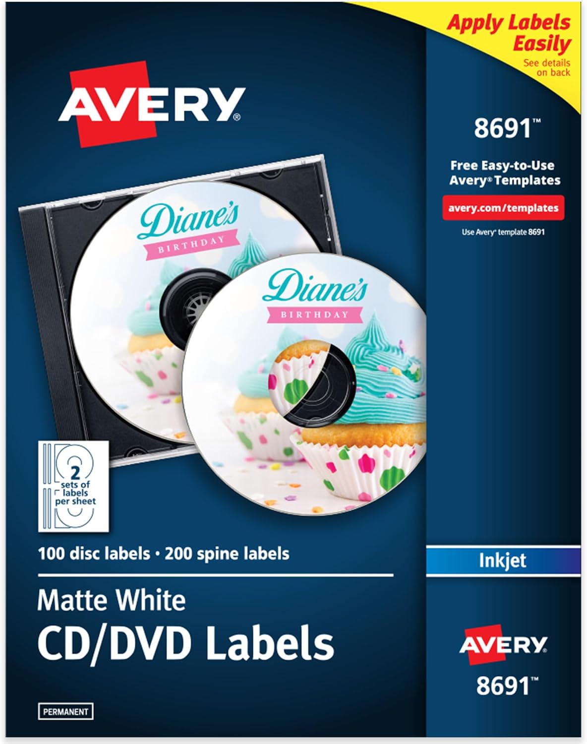 CD Labels - 100 Disc labels & 200 Spine labels
